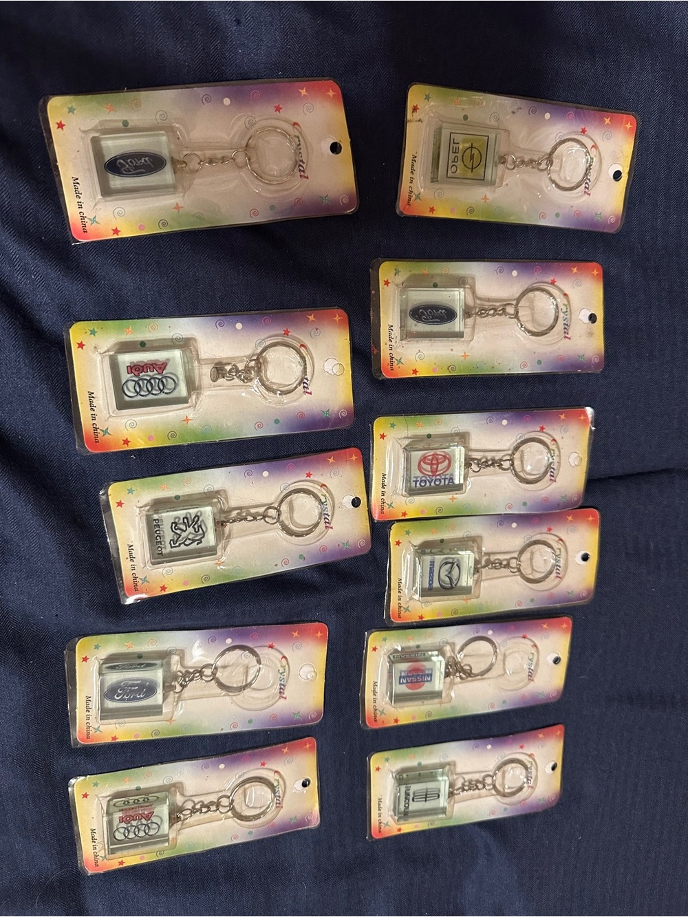 Assorted Car Logo Keychain Lot - Multicolor